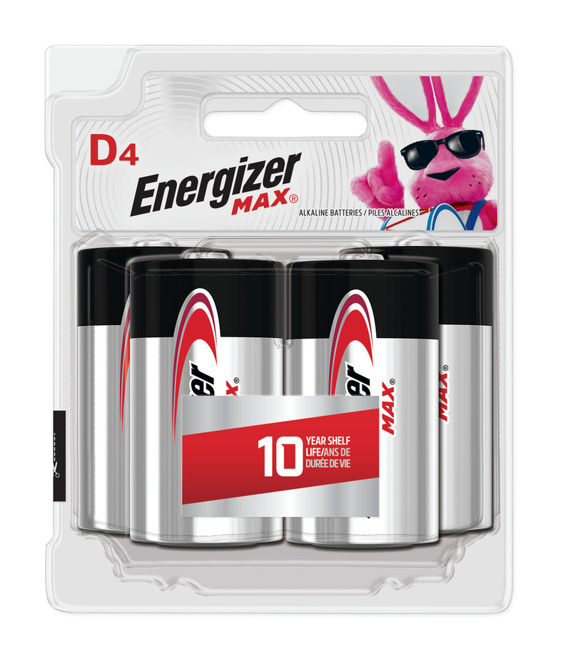 Energizer MAX D Batteries Pack of 4 , D Cell Alkaline Batteries (SPQ 12)
