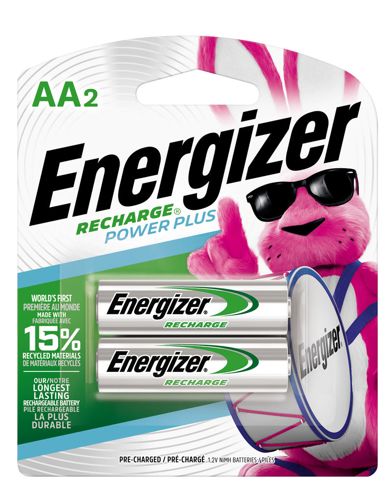 Energizer Power Plus Rechargeable AA Batteries Pack of 2, Double A Batteries (SPQ 24)